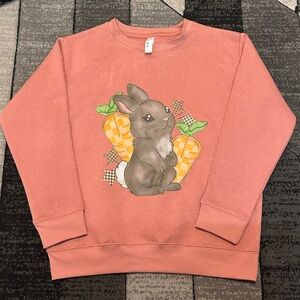 Cute Bunny Graphic Sweatshirt in Mauvulous. Size youth medium.